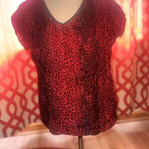 INC sz Large RED/BLACK pullover NYLON top Cute for VALENTINES DAY